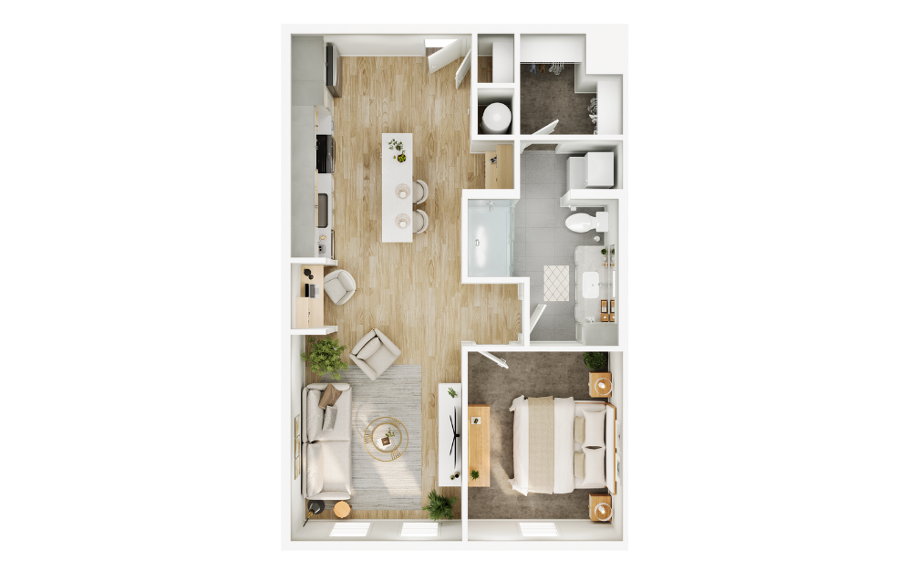 The Kessler - 1 bedroom floorplan layout with 1 bathroom and 710 square feet