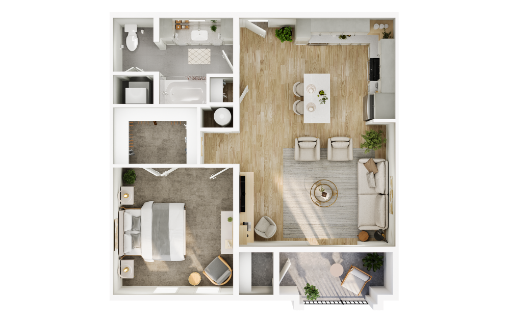 The Lawrence - 1 bedroom floorplan layout with 1 bathroom and 826 square feet