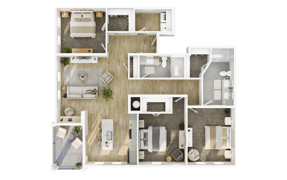 The Ramble - 3 bedroom floorplan layout with 2 bathrooms and 1522 square feet