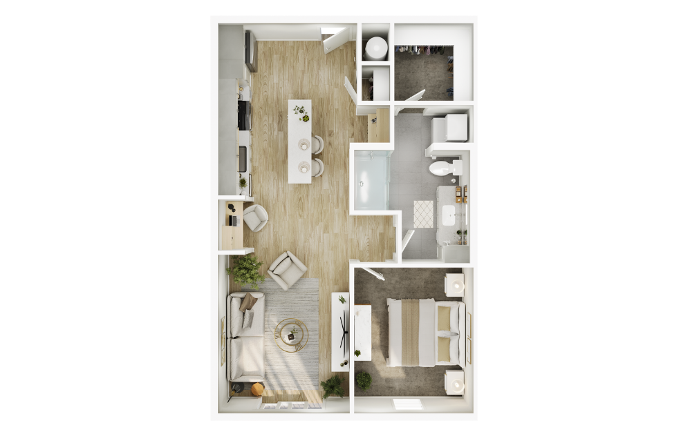 The Wilson - 1 bedroom floorplan layout with 1 bathroom and 710 square feet